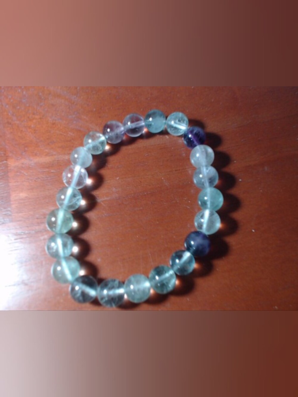Fluorite Round Beaded Stretch Bracelet - Crystal